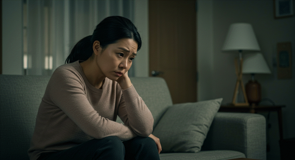 의처증으로 지친 아내의 표정