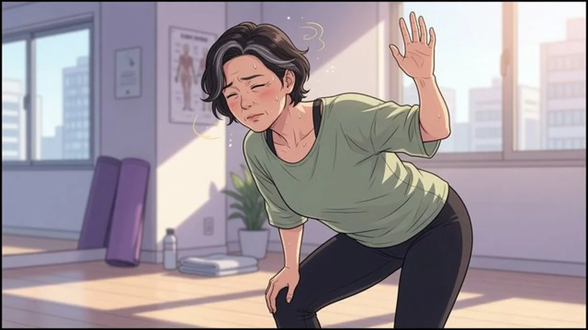 골다공증 — 요가·스트레칭은 균형·유연성에 도움이 될 수 있지만, 앞으로 굽힌 자세에서 갑자기 일어나기는 어지러움을 유발할 수 있어 천천히 했습니다. 골밀도가 낮다고 해서 운동을 전부 끊기보다, 낙상 없는 범위를 정형외과·재활과 상의하세요.